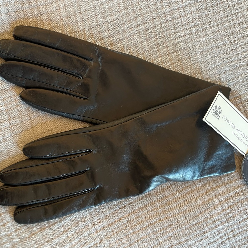 Black Leather Gloves by Fownes Brothers